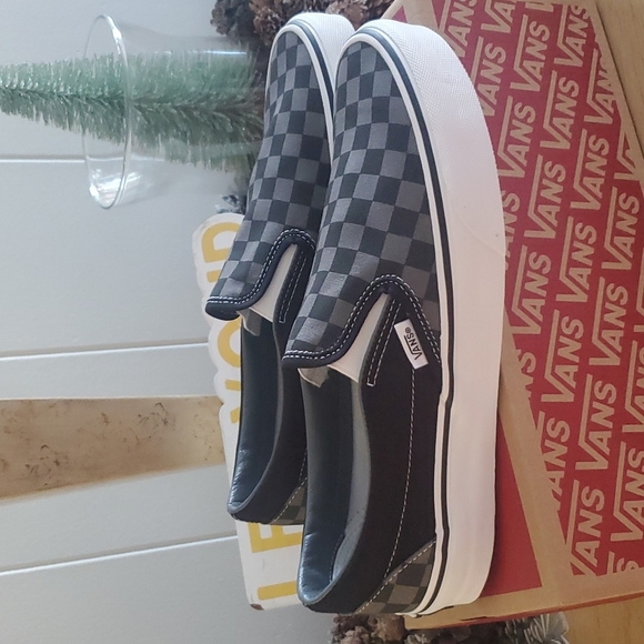 Vans Classic Slip-On Black Pewter Checkerboard Unisex Size U.S 8.5 Men/10 Women - Picture 6 of 14